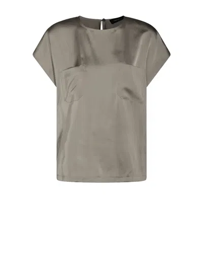 Fabiana Filippi Satin Top Sleeves Keyhole Back In Gray