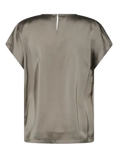Fabiana Filippi Satin Top Sleeves Keyhole Back In Gray