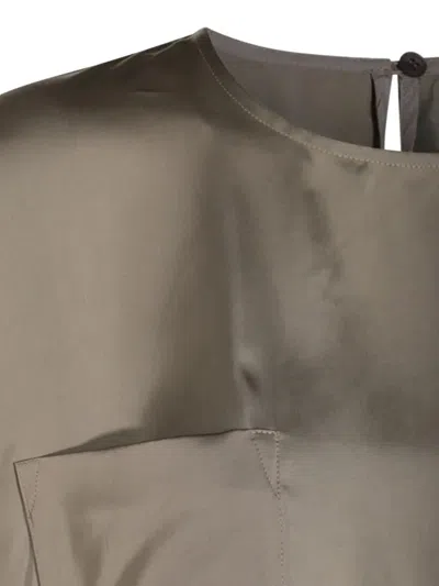 Fabiana Filippi Satin Top Sleeves Keyhole Back In Gray