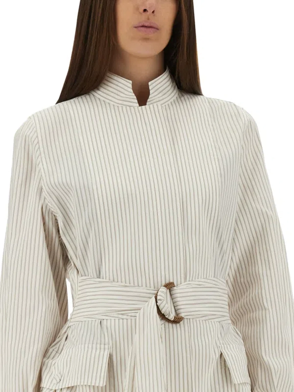 Fendi White Striped Cotton And Silk Blouson | ModeSens
