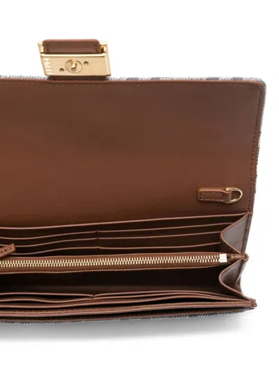 Fendi Denim-effect Ff Jacquard Uette Continental Wallet With Chain Bags