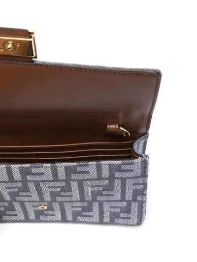 Fendi Denim-effect Ff Jacquard Uette Continental Wallet With Chain Bags