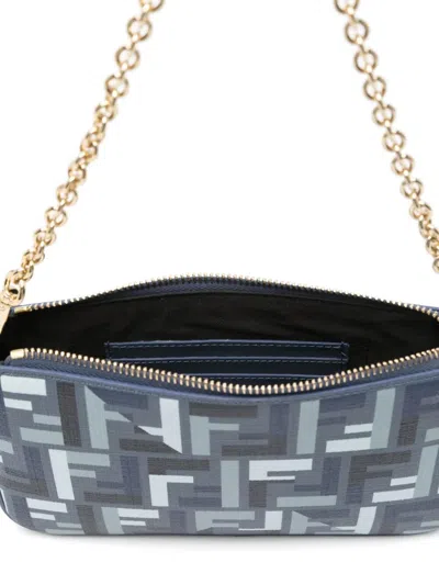 Fendi Ff Fabric Baguette Pouch With Chain