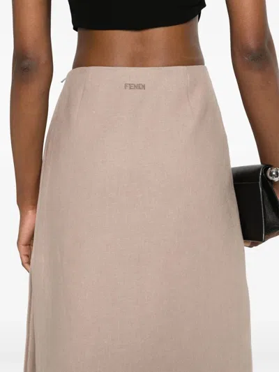 Fendi Linen Midi Skirt
