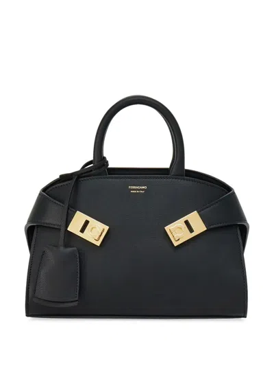Ferragamo Mini Clutch Embellished Gancini Buckles In Black