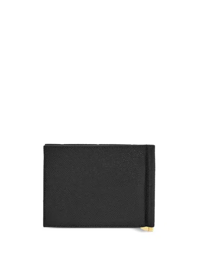 Ferragamo Black Hammered Calfskin Gancini Wallet In Black