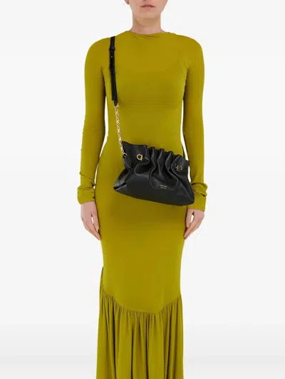 Ferragamo Women Black Crossbody Bag With Embossed Logo Lettering On The Front And Gancini In Leather