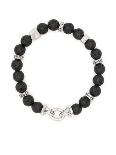 Ferragamo Lava Stone Bead Gancini Bracelet In Neutral