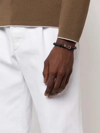 Ferragamo Lava Stone Bead Gancini Bracelet In Neutral