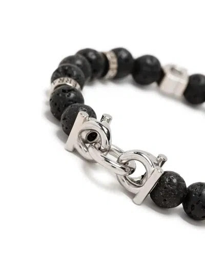 Ferragamo Lava Stone Bead Gancini Bracelet In Neutral