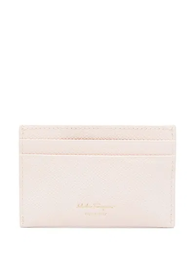 Ferragamo The Gancini Leather Card Holder In Neutral