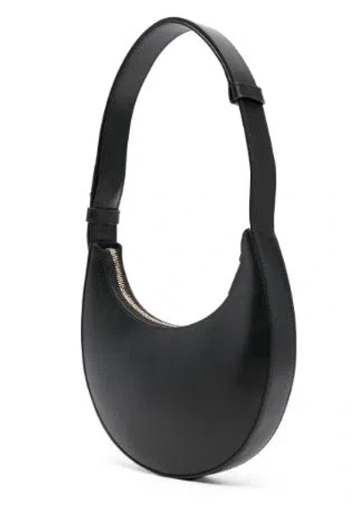 Furla Crescent Black Calf Leather Shoulder Bag
