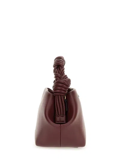 Ganni Bou Red Handbag With Butterfly Logo And Hand-braided Strands In Leather Woman In Burgundy