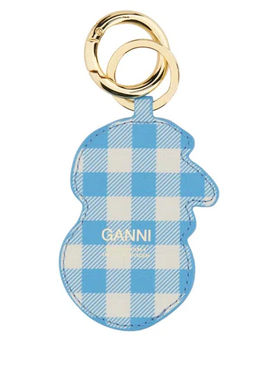 Ganni Multicolour Recycled Leather Key Holders In Brown