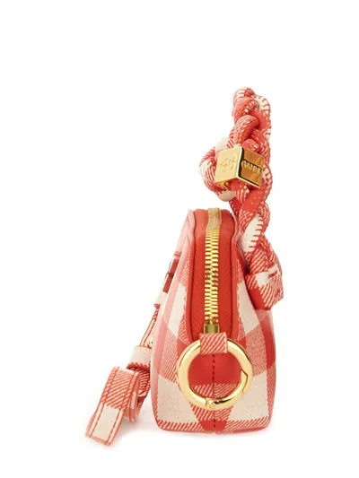 Ganni 'vichy' Red Nano Bag With Braided Handle And Logo Plaque In Red
