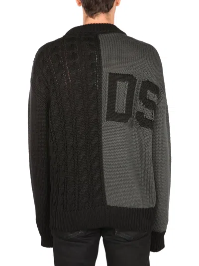 Gcds Color Block Sweater In Black And Anthracite In Black