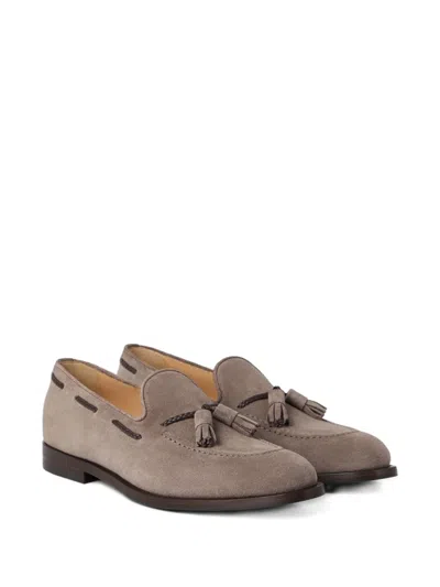 Brunello Cucinelli Tassel Suede Loafers In Nude