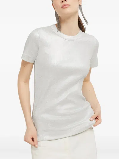 Brunello Cucinelli Ribbed Sparkling T-shirt In White