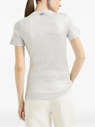 Brunello Cucinelli Ribbed Sparkling T-shirt In White