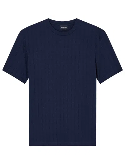 Giorgio Armani Asv Stretch Viscose And Cashmere Blend Crew Neck T-shirt