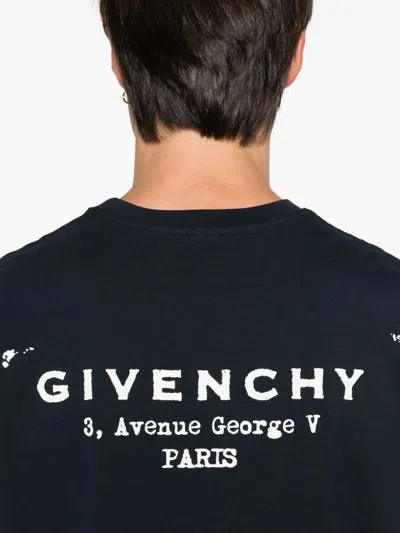 Givenchy Dark Blue Cotton T-shirt In Blue