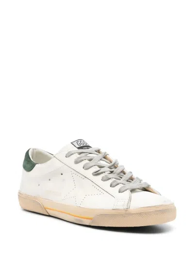 Golden Goose Low-top Distressed Leather Sneakers With Suede Heel Tab In White