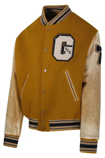 Golden Goose Wool And Leather Bomber Jacket In Orange