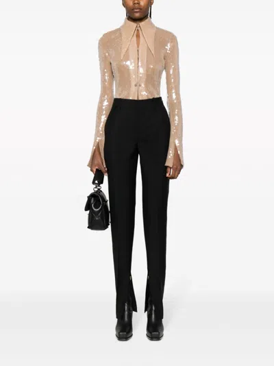 Gucci Black Horsebit Wool Tailored Trousers For Women In Black