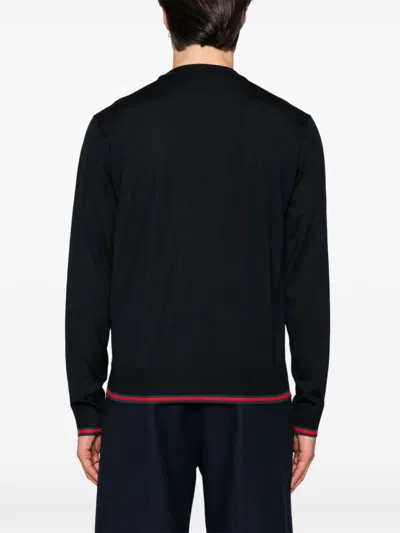 Gucci Long-sleeve Black Crewneck Sweater With Ribbed Details In Black