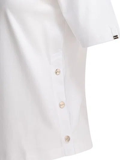 Herno Crewneck Short Sleeves Round Neck Button Embellishments In White