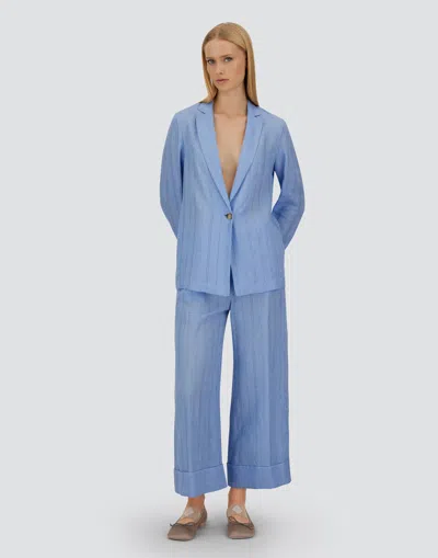 Herno Resort Trousers In Check Linen In Blue