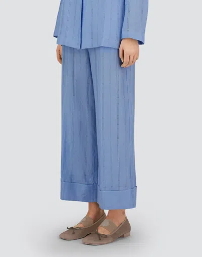 Herno Resort Trousers In Check Linen In Blue