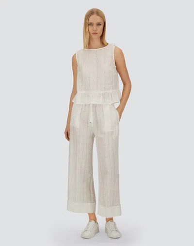 Herno Resort Trousers In Check Linen In Neutral