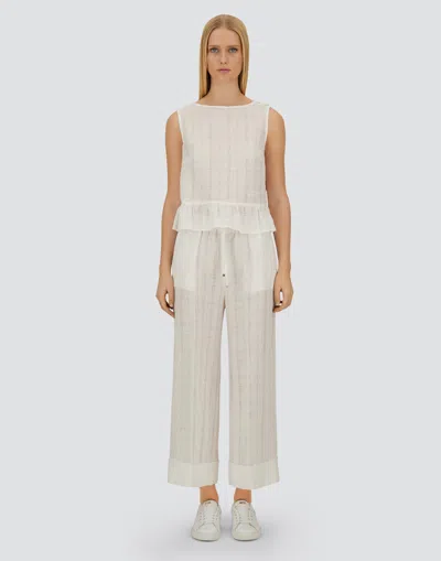 Herno Resort Trousers In Check Linen In Neutral