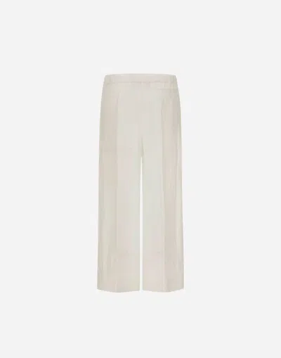 Herno Resort Trousers In Check Linen In Neutral