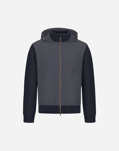 Herno Resort In Cardigan In Cob Carded G.5 Wool And Travel Nylon Ponente