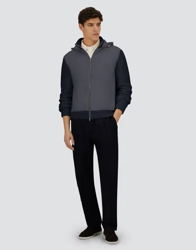 Herno Resort In Cardigan In Cob Carded G.5 Wool And Travel Nylon Ponente