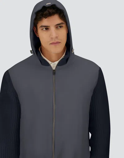 Herno Resort In Cardigan In Cob Carded G.5 Wool And Travel Nylon Ponente