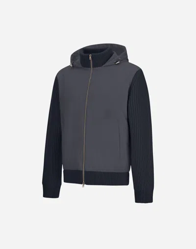 Herno Resort In Cardigan In Cob Carded G.5 Wool And Travel Nylon Ponente