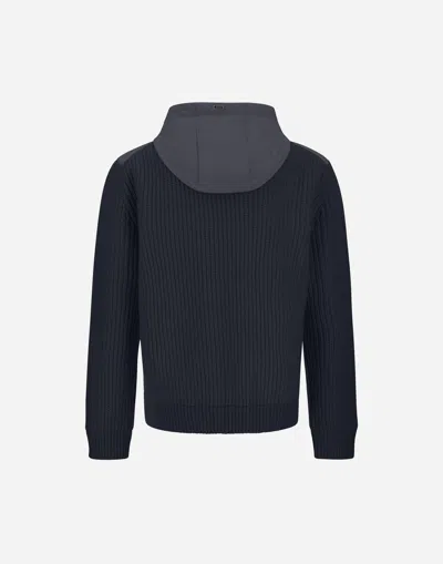 Herno Resort In Cardigan In Cob Carded G.5 Wool And Travel Nylon Ponente