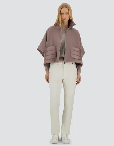 Herno Resort Short Poncho In Warmy Cashmere Wool & Nylon Ultralight