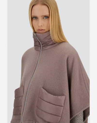 Herno Resort Short Poncho In Warmy Cashmere Wool & Nylon Ultralight