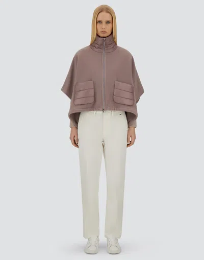 Herno Resort Short Poncho In Warmy Cashmere Wool & Nylon Ultralight