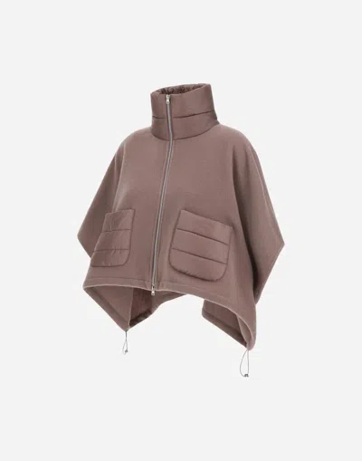 Herno Resort Short Poncho In Warmy Cashmere Wool & Nylon Ultralight