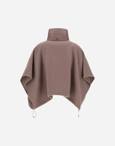 Herno Resort Short Poncho In Warmy Cashmere Wool & Nylon Ultralight