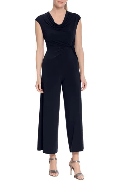 London Times Sleeveless Wide Leg Jumpsuit In Navy