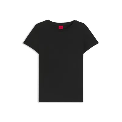 Hugo Boss Relaxed Fit T-shirt In Cotton With Cut-logo Print In Black