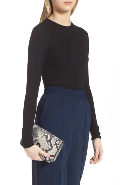 Longchamp Cavalcade Snake Embossed Leather Wallet On A Chain