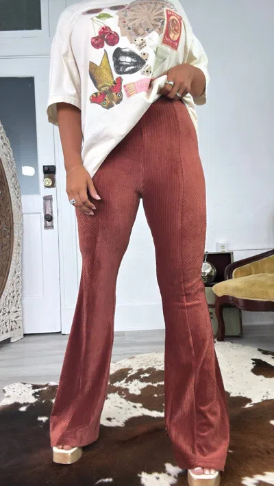 Everyday Chic Boutique Can't Relate Velvet Flare Pants In Cinnamon