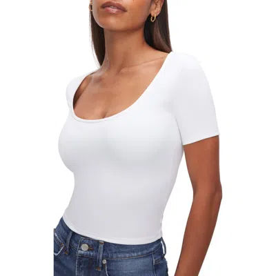 Good American Scoop Neck Crop Scuba Knit T-shirt